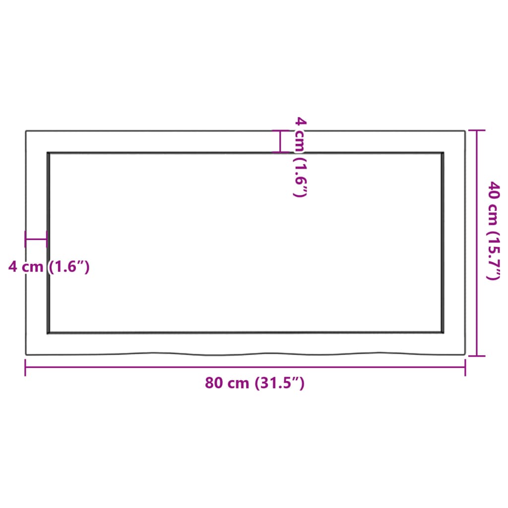 Kupaonska radna ploča svjetlosmeđa 80x40x(2-4) cm masivno drvo
