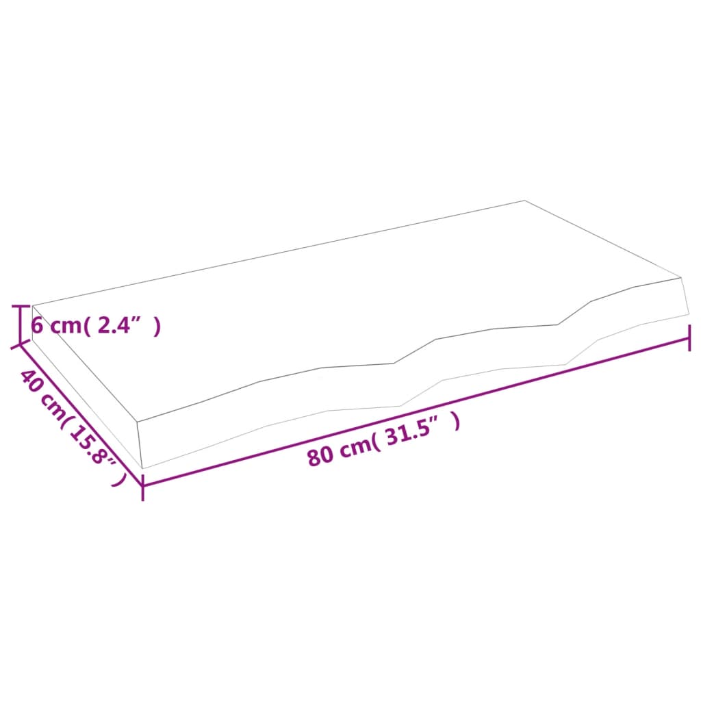 Kupaonska radna ploča svjetlosmeđa 80x40x(2-6) cm masivno drvo