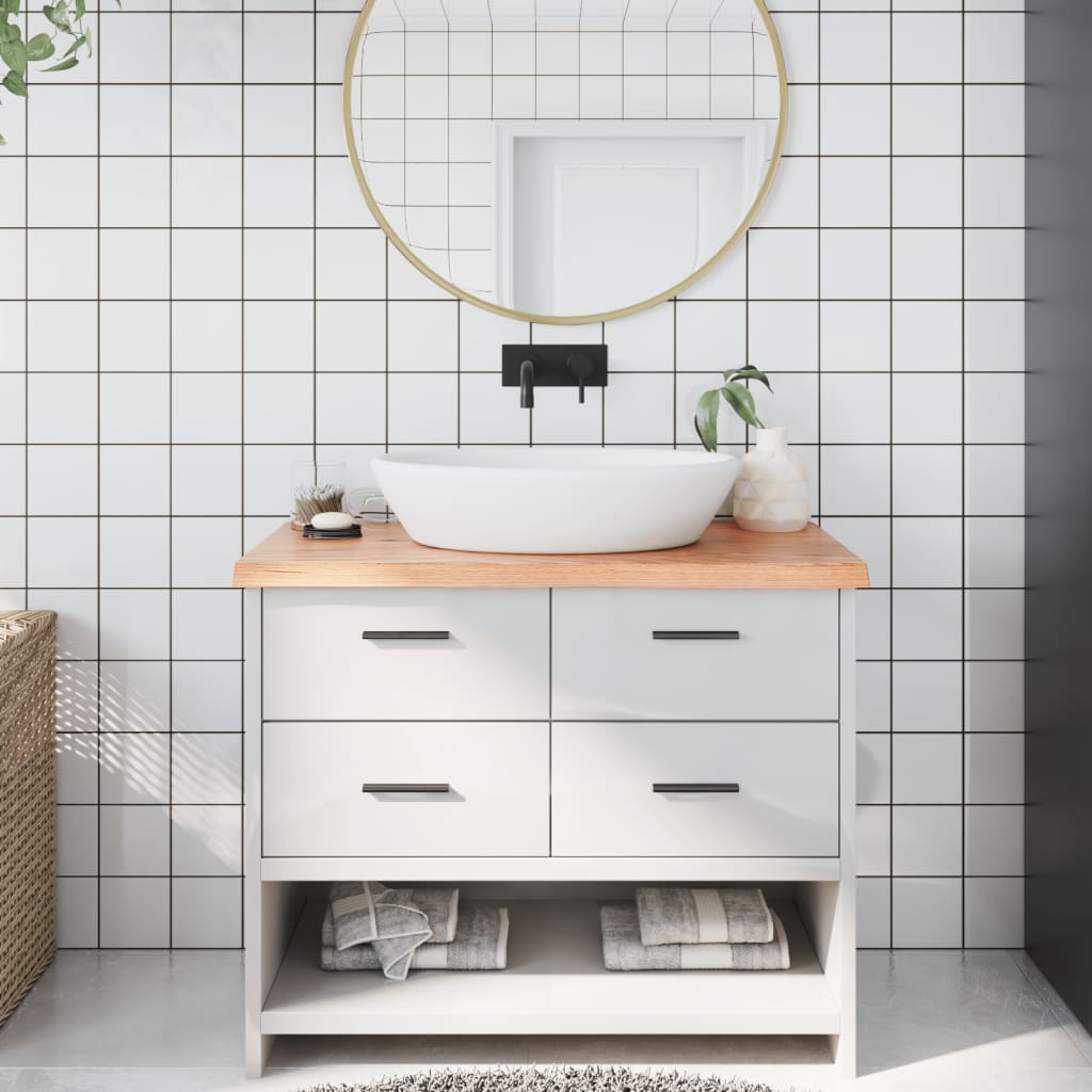 Kupaonska radna ploča svjetlosmeđa 100x40x(2-4) cm masivno drvo
