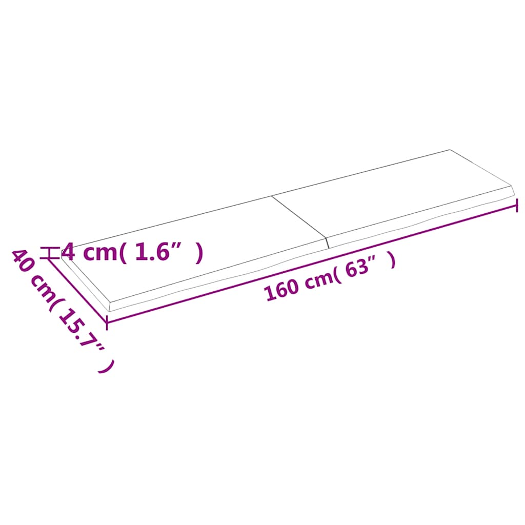 Kupaonska radna ploča svjetlosmeđa 160x40x(2-4) cm masivno drvo