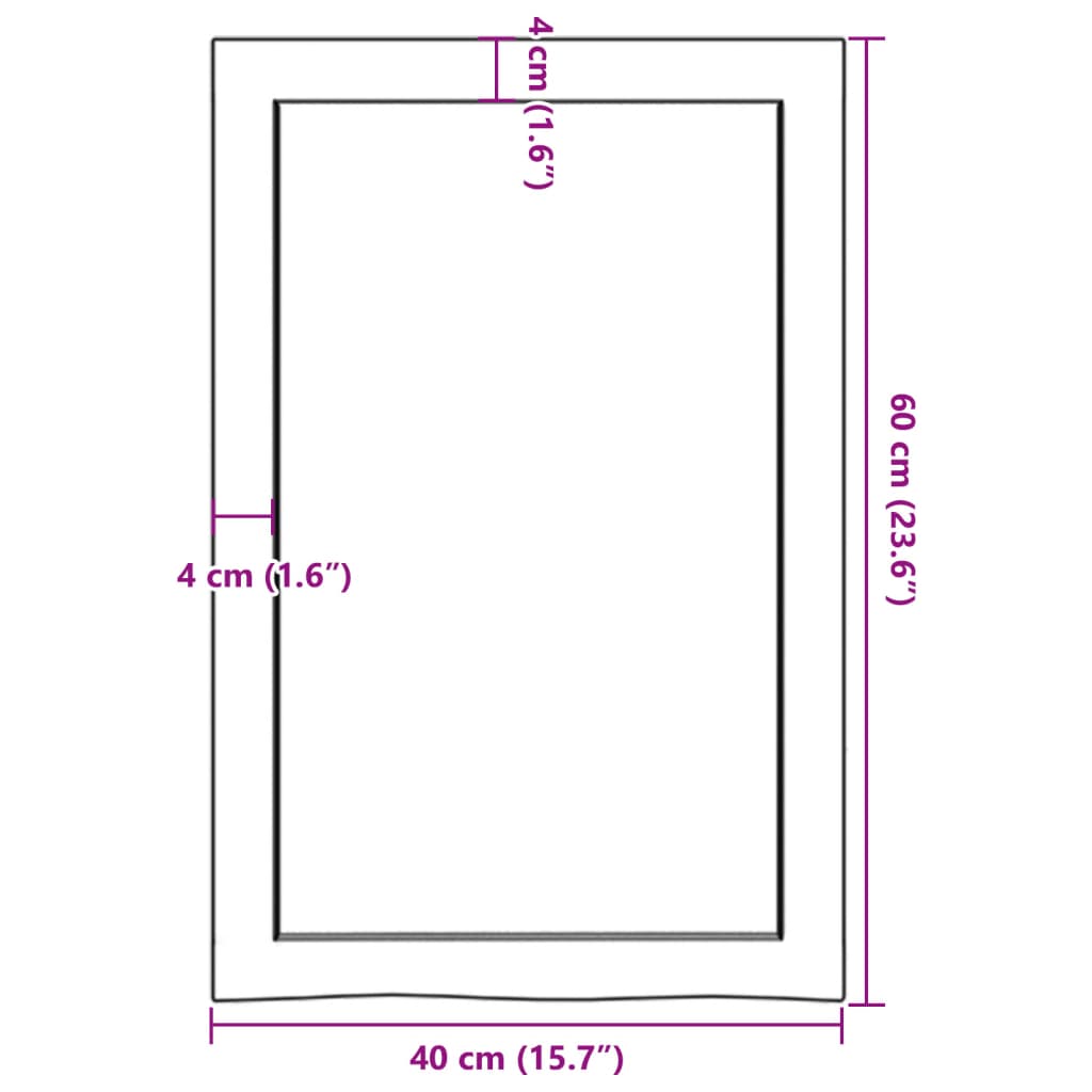 Kupaonska radna ploča tamnosmeđa 40x60x(2-6) cm tretirano drvo