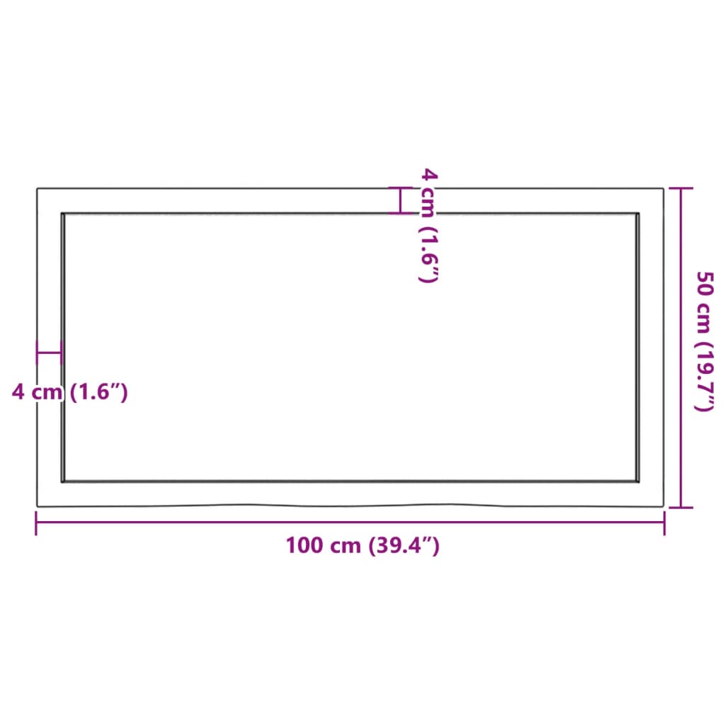 Kupaonska radna ploča tamnosmeđa 100x50x(2-6) cm tretirano drvo
