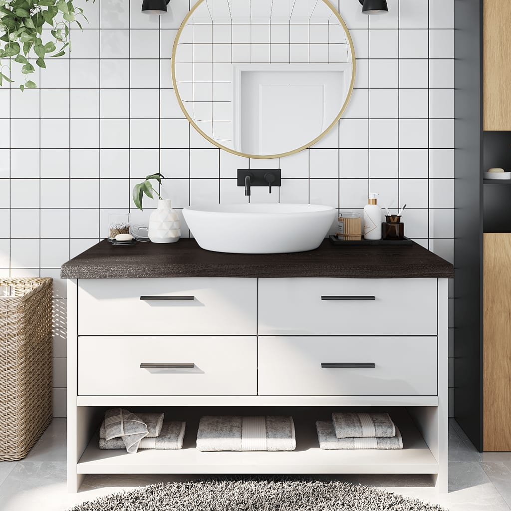 Kupaonska radna ploča tamnosmeđa 100x50x(2-6) cm tretirano drvo