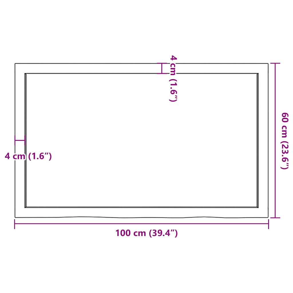 Kupaonska radna ploča tamnosmeđa 100x60x(2-6) cm tretirano drvo