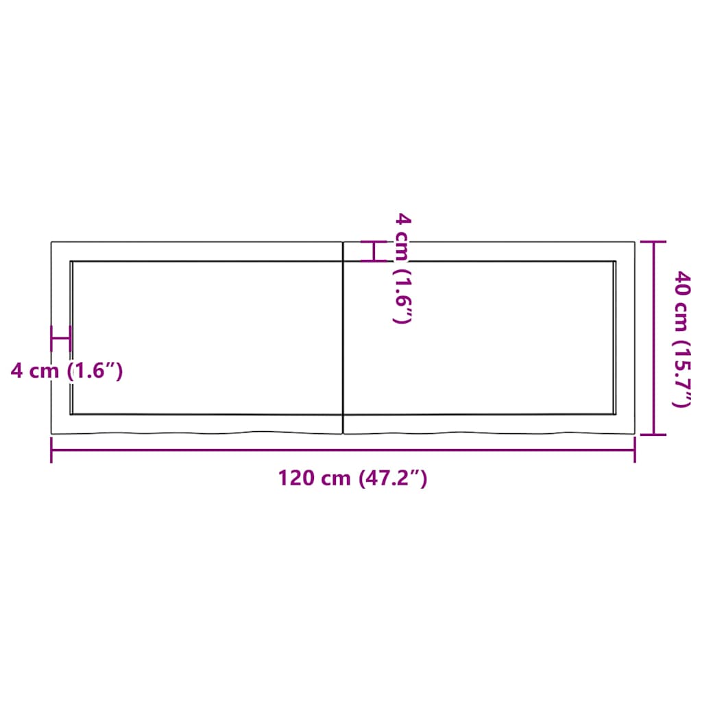 Kupaonska radna ploča tamnosmeđa 120x40x(2-6) cm tretirano drvo