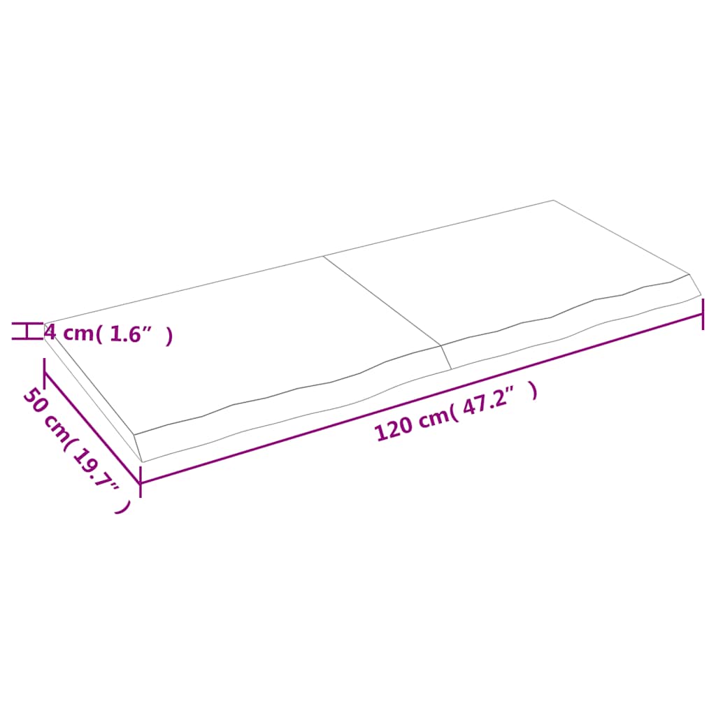 Kupaonska radna ploča tamnosmeđa 120x50x(2-4) cm tretirano drvo
