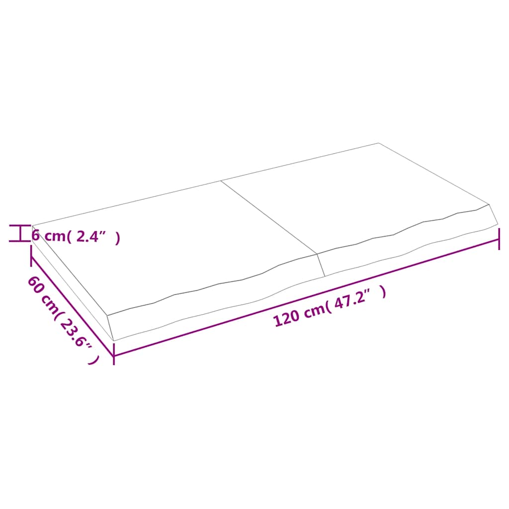 Kupaonska radna ploča tamnosmeđa 120x60x(2-6) cm tretirano drvo