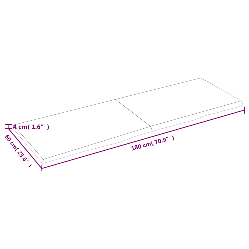 Kupaonska radna ploča tamnosmeđa 180x60x(2-4) cm tretirano drvo