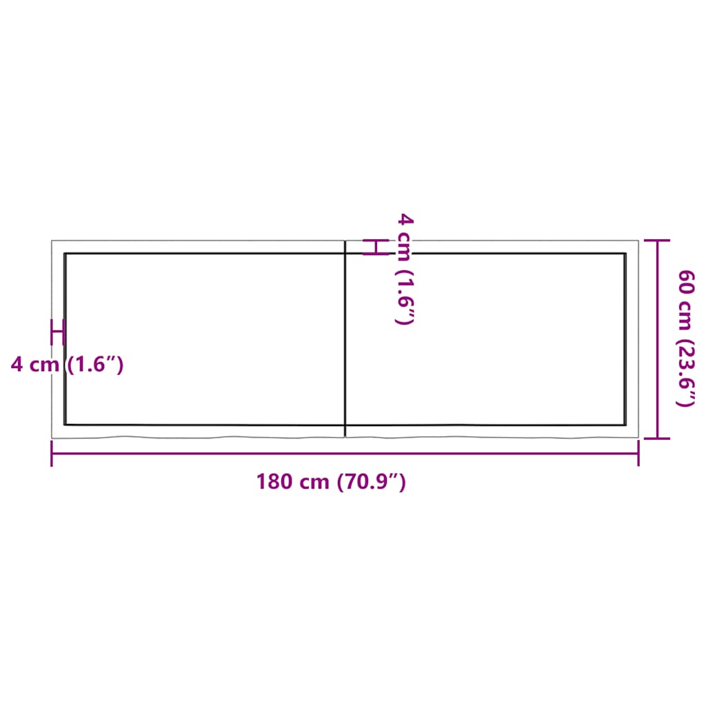 Kupaonska radna ploča tamnosmeđa 180x60x(2-6) cm tretirano drvo
