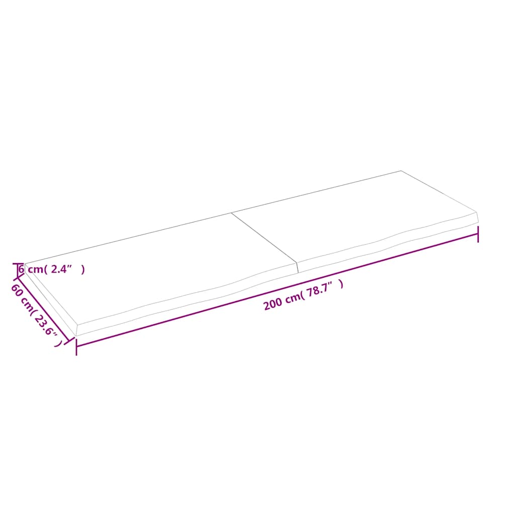 Kupaonska radna ploča tamnosmeđa 200x60x(2-6) cm tretirano drvo