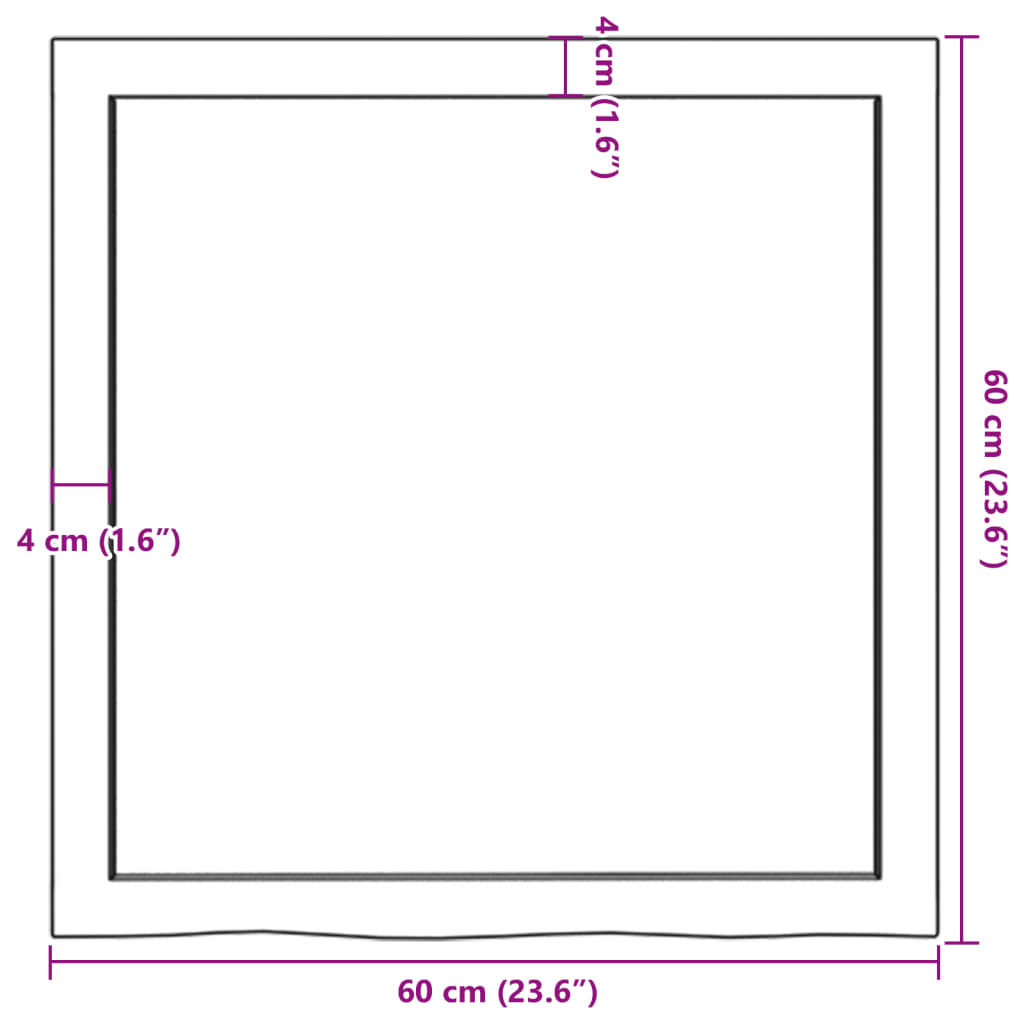 Stolna ploča 60x60x(2 - 6) cm od netretirane masivne hrastovine