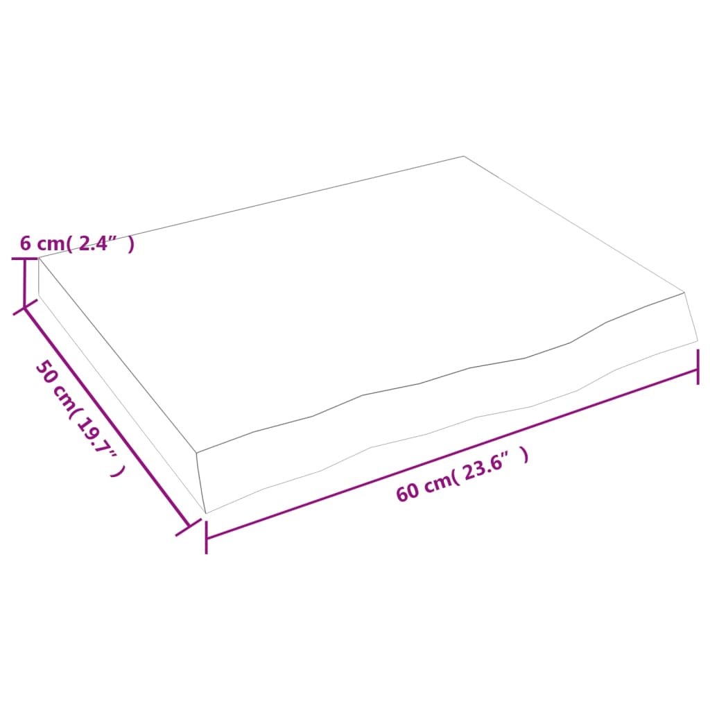 Stolna ploča svjetlosmeđa 60x50x(2-6) cm tretirana hrastovina