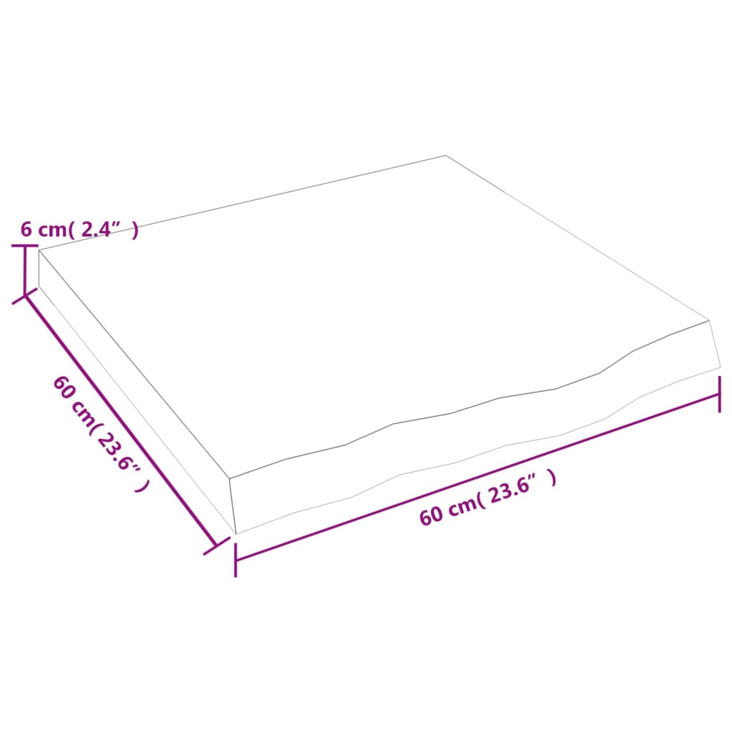 Stolna ploča svjetlosmeđa 60x60x(2-6) cm tretirana hrastovina