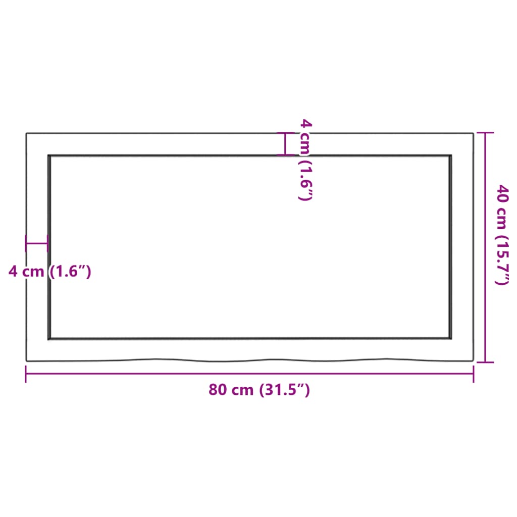 Stolna ploča svjetlosmeđa 80x40x(2-4) cm tretirana hrastovina