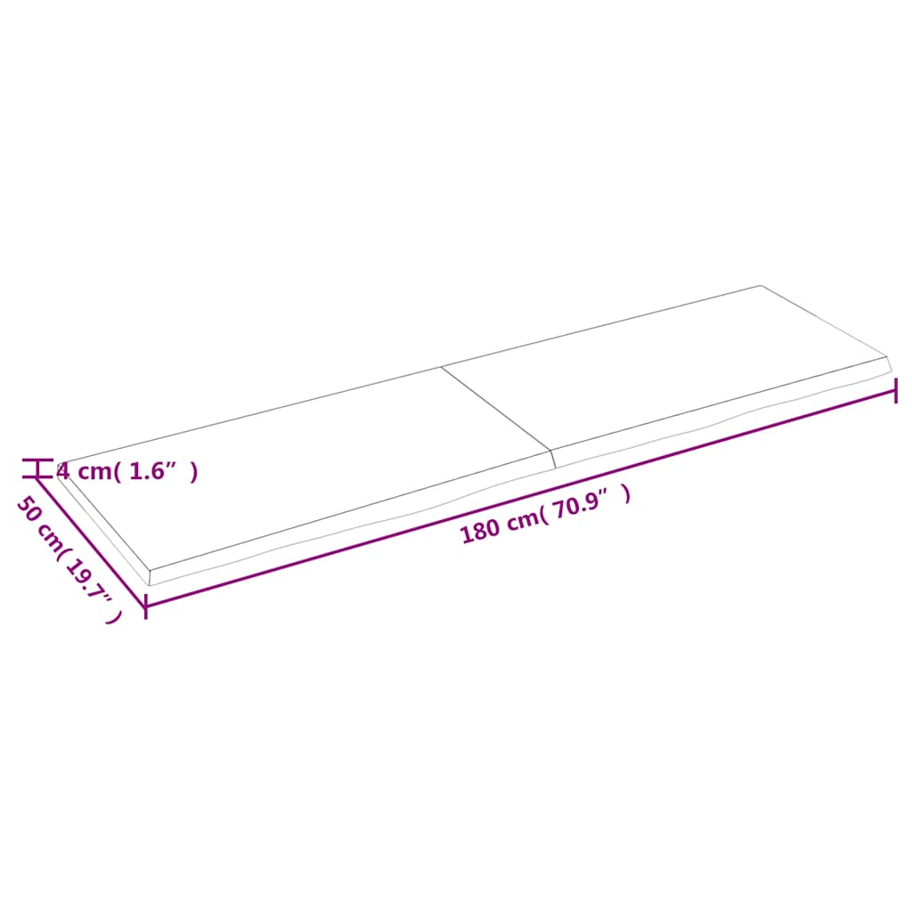 Stolna ploča svjetlosmeđa 180x50x(2-4) cm tretirana hrastovina