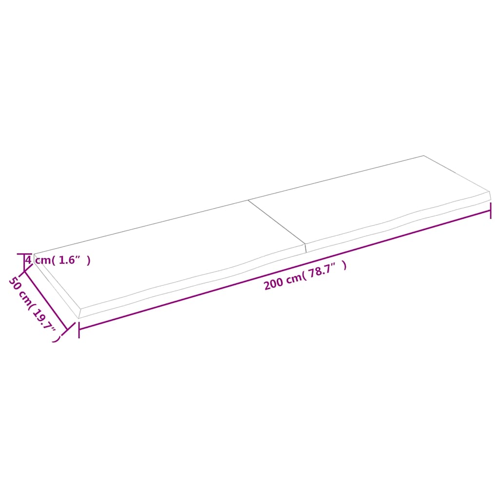 Stolna ploča svjetlosmeđa 200x50x(2-4) cm tretirana hrastovina