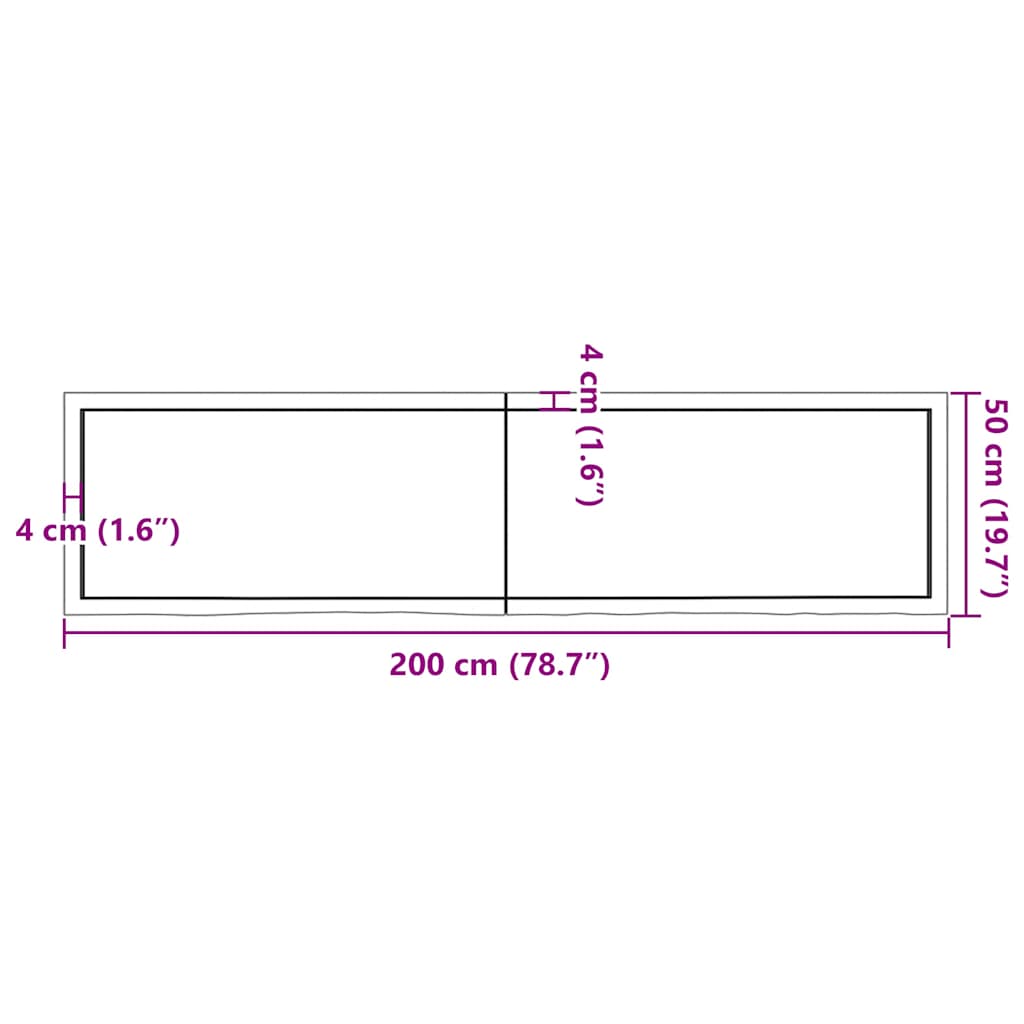 Stolna ploča svjetlosmeđa 200x50x(2-4) cm tretirana hrastovina