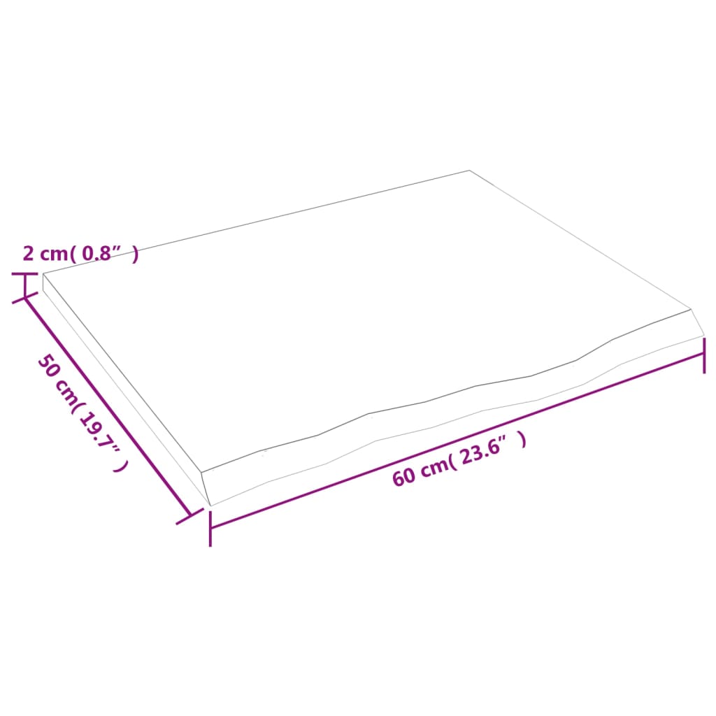 Stolna ploča tamnosiva 60x50x2 cm obrađena masivna hrastovina