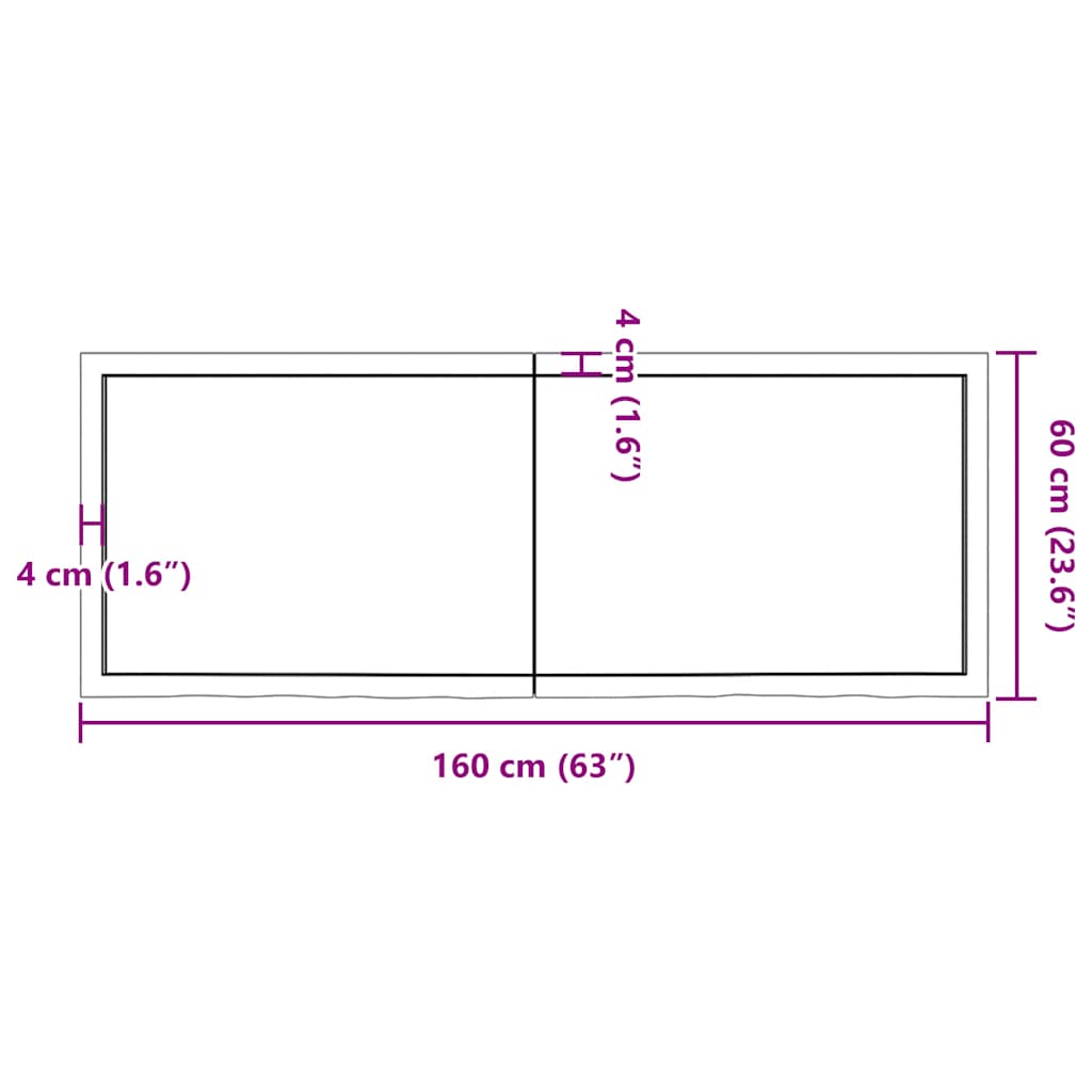 Stolna ploča tamnosmeđa 160x60x(2-4) cm obrađena masivna hrast