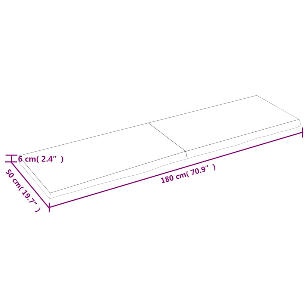 Stolna ploča tamnosmeđa 180x50x(2-6) cm obrađeni masivni hrast