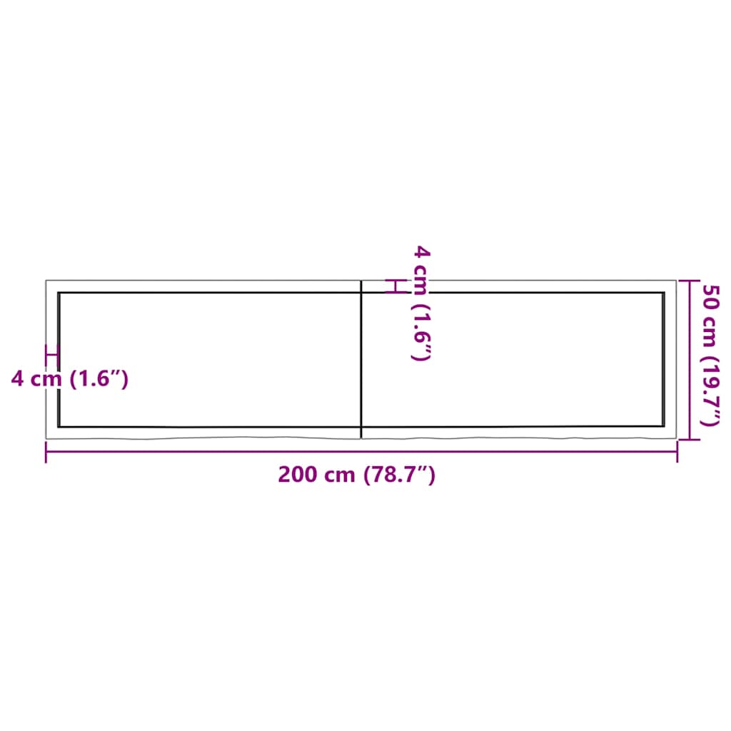 Stolna ploča tamnosmeđa 200x50x(2-4) cm obrađena masivna hrast