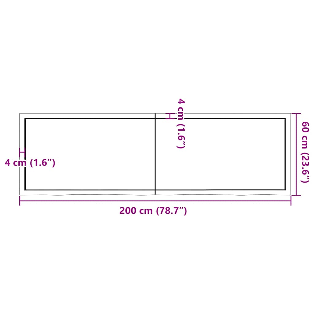 Stolna ploča tamnosmeđa 200x60x(2-6) cm obrađena masivna hrast