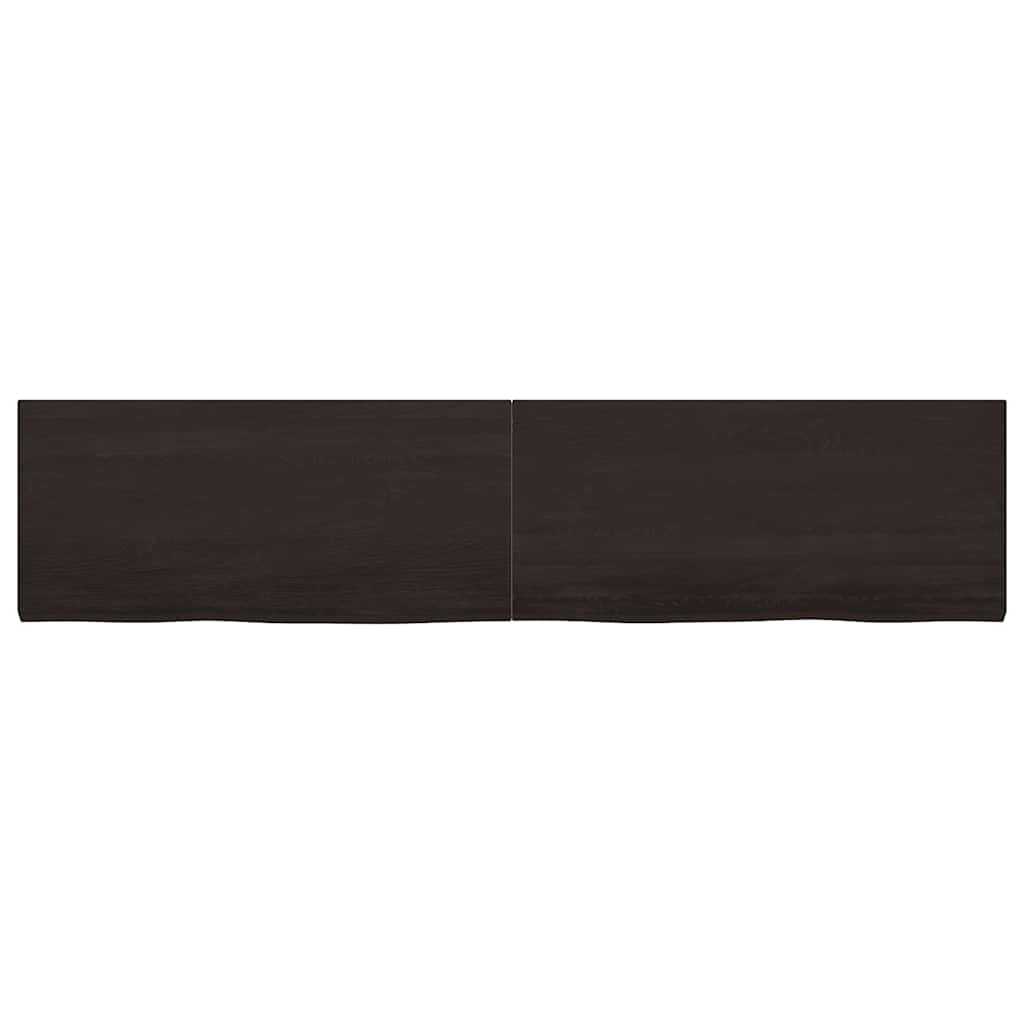 Stolna ploča tamnosmeđa 220x50x(2-4) cm obrađeni masivni hrast