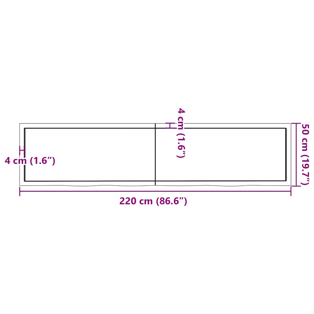 Stolna ploča tamnosmeđa 220x50x(2-4) cm obrađeni masivni hrast