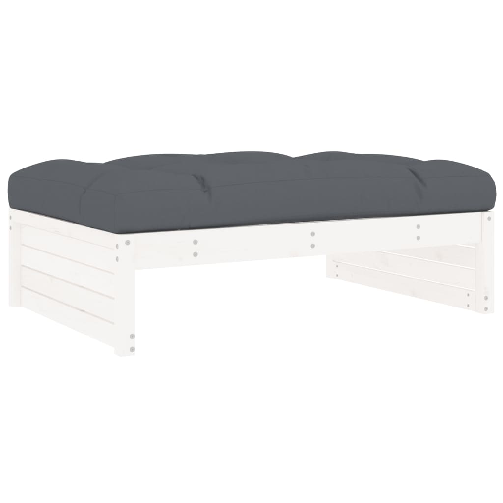 5-dijelna vrtna garnitura s jastucima bijela od masivnog drva