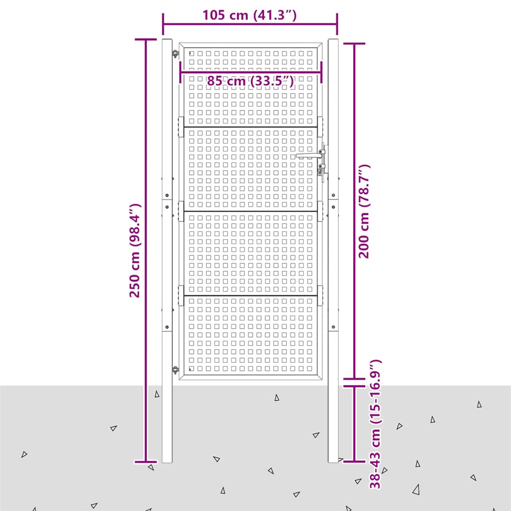 Vrtna vrata antracit 100x200 cm čelik