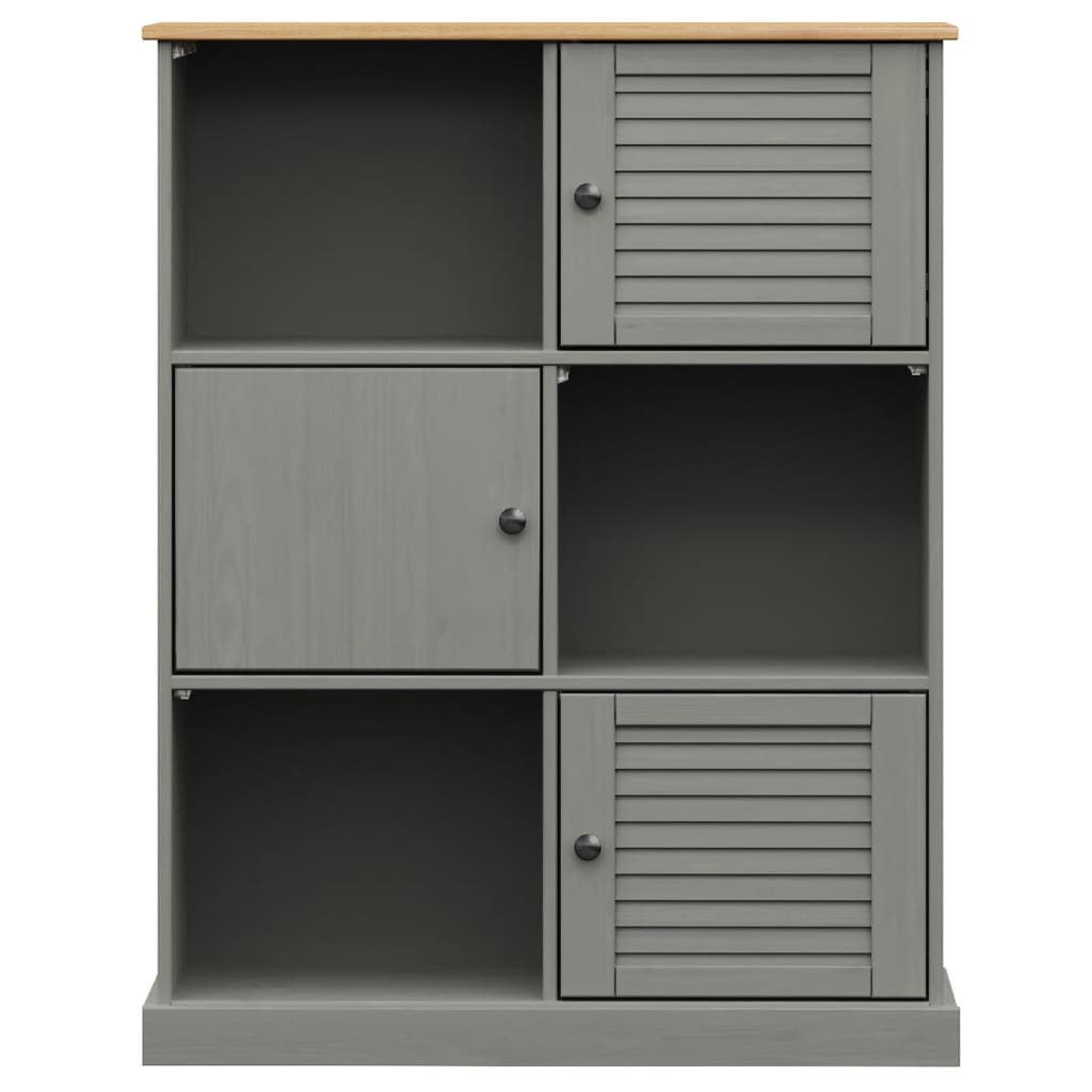 Regal za knjige VIGO sivi 90x35x114,5 cm od masivne borovine