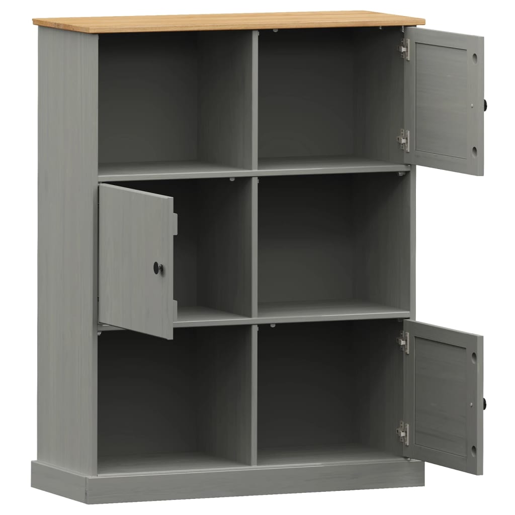 Regal za knjige VIGO sivi 90x35x114,5 cm od masivne borovine