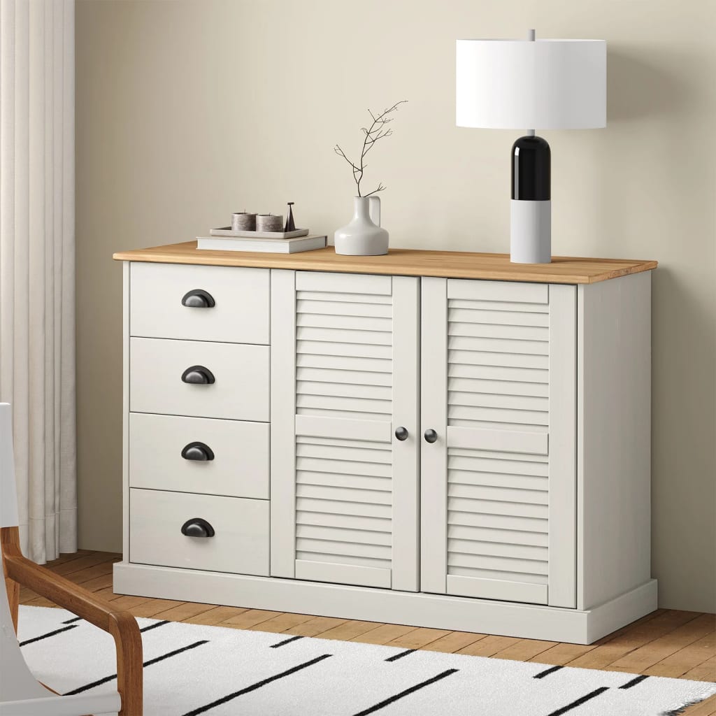 Komoda s ladicama VIGO 113x40x75 cm bijela od masivne borovine