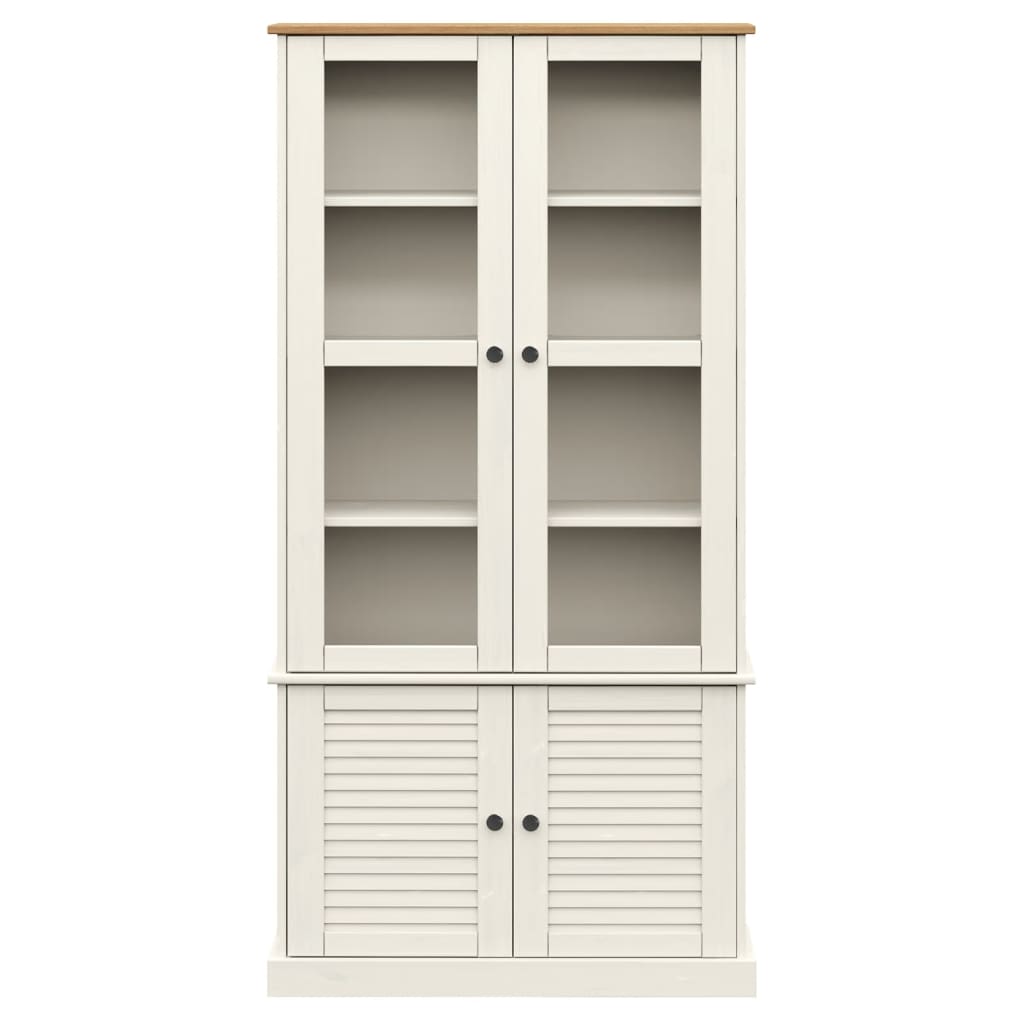 Vitrina sa staklom VIGO bijela 85x35x170 cm od masivne borovine