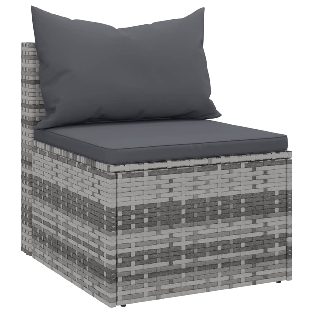 4-dijelni set vrtnih sofa od poliratana s jastucima sivi