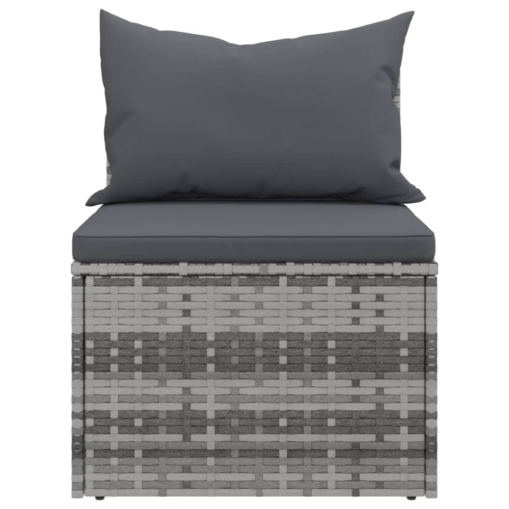 4-dijelni set vrtnih sofa od poliratana s jastucima sivi