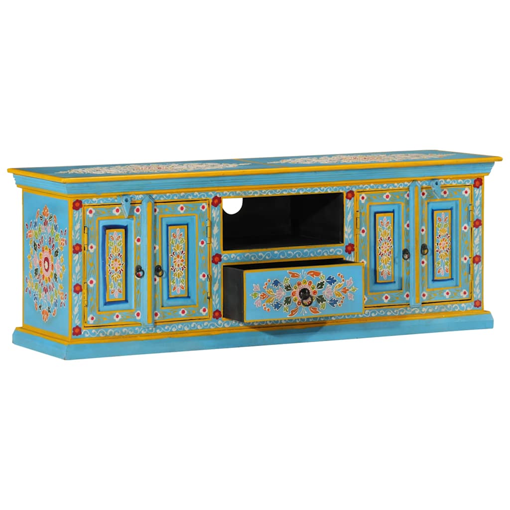 TV ormarić plavi 110 x 30 x 40 cm od masivnog drva manga