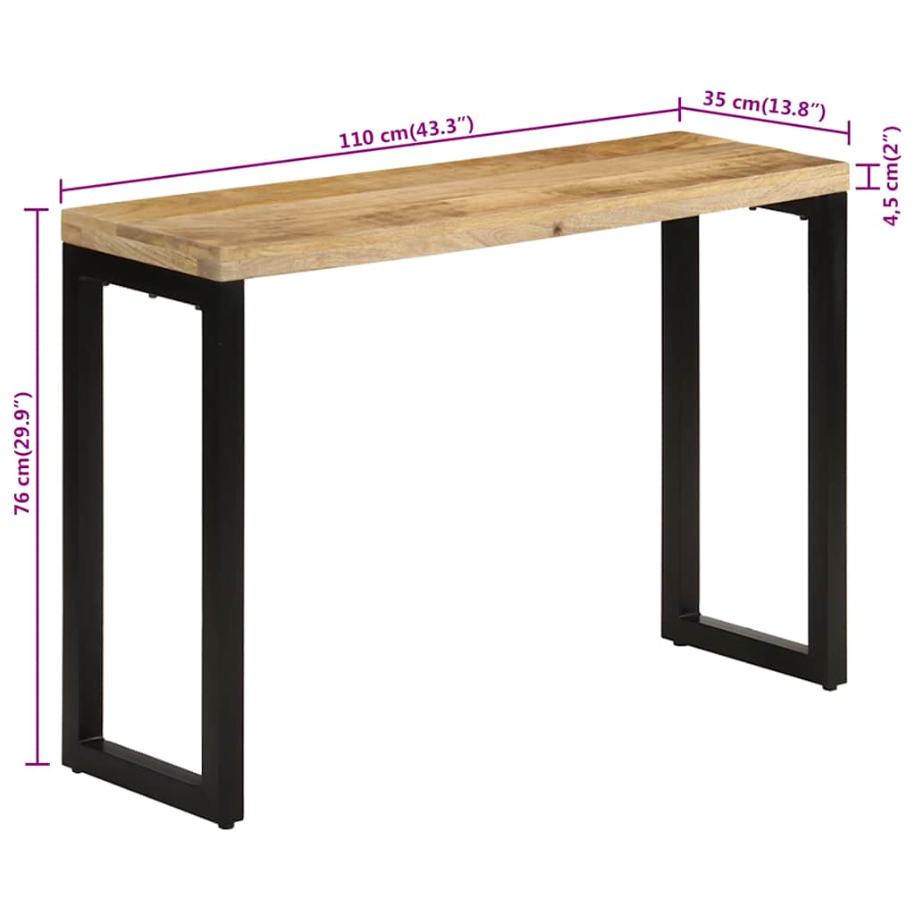 Konzolni stol 110 x 35 x 76 cm od masivnog grubog drva manga