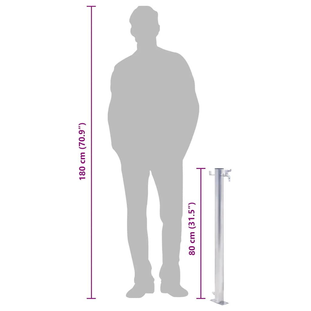 Vrtni stup za vodu 80 cm od nehrđajućeg čelika okrugli