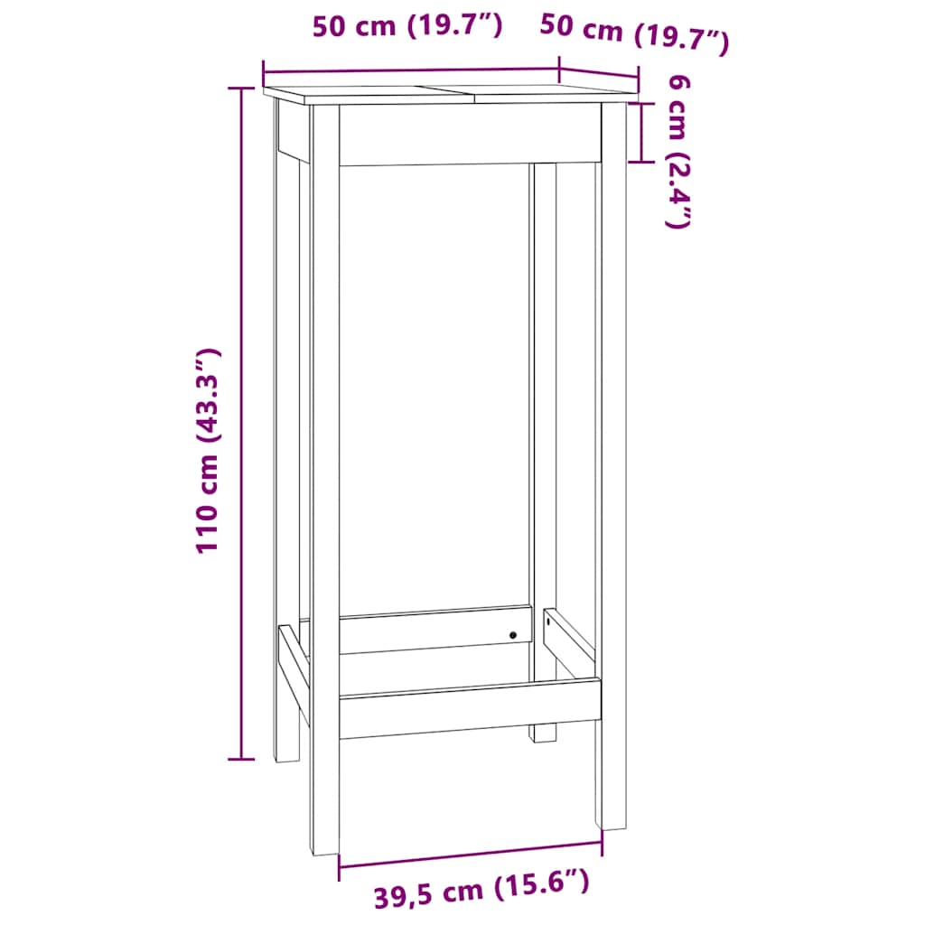 Barski stol 50 x 50 x 110 cm od masivne borovine