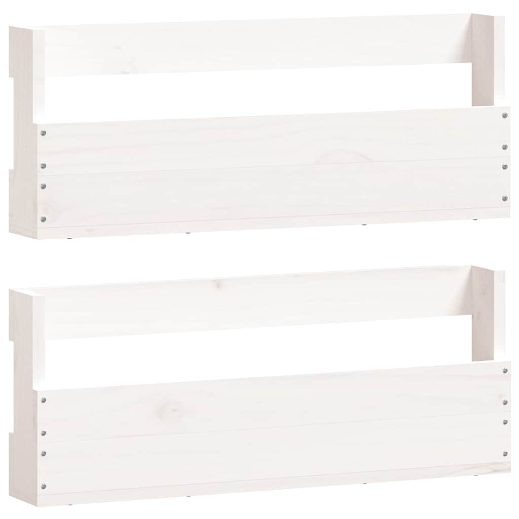 Zidni stalci za cipele 2 kom bijeli 59x9x23 cm masivna borovina