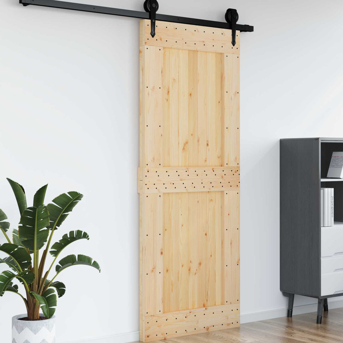 Vrata NARVIK 90 x 210 cm Čvrsta borovina (neobrađena) Prirodna