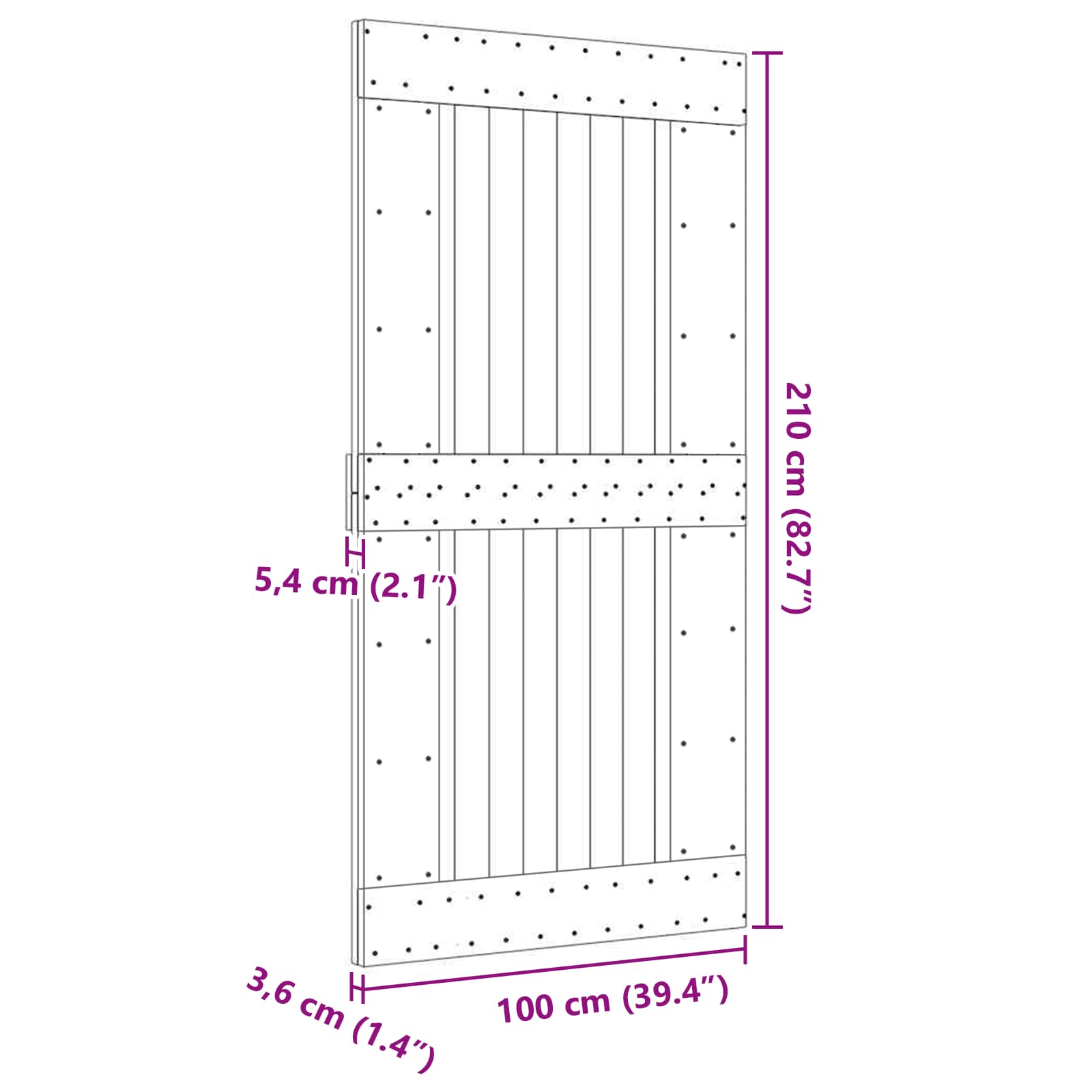 Vrata NARVIK Prirodna 100 x 210 cm Čvrsta borovina