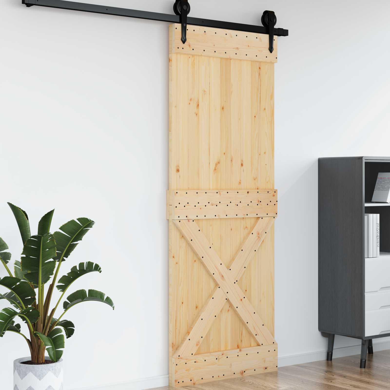 Vrata NARVIK 85 x 210 cm Čvrsta borovina (neobrađena) Prirodna