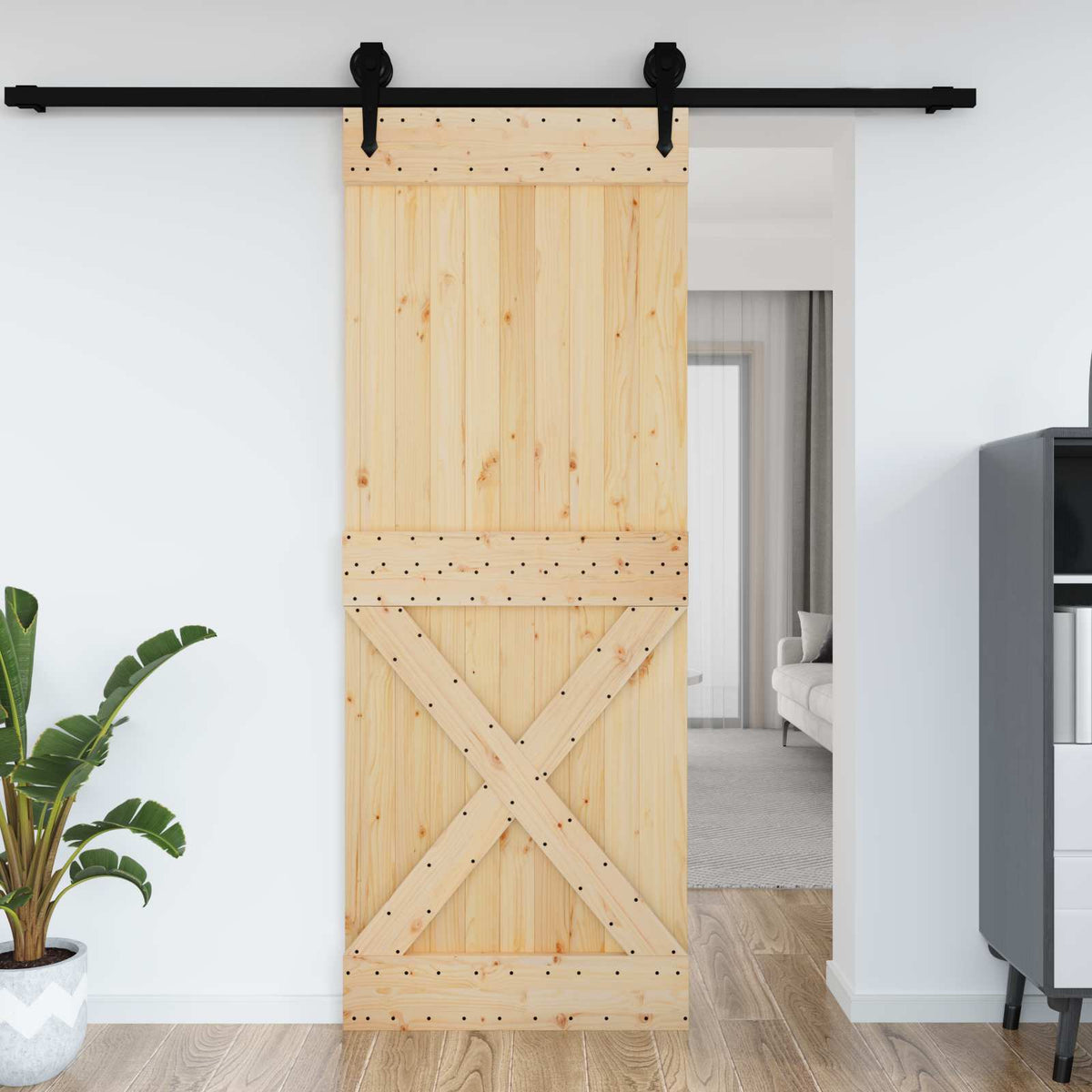 Vrata NARVIK 85 x 210 cm Čvrsta borovina (neobrađena) Prirodna