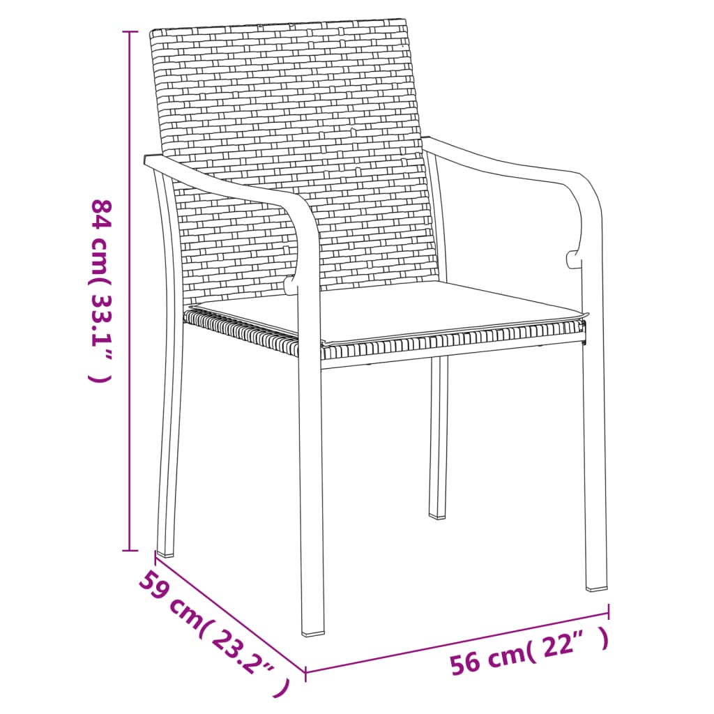Vrtne stolice s jastucima 4 kom smeđe 56x59x84 cm od poliratana