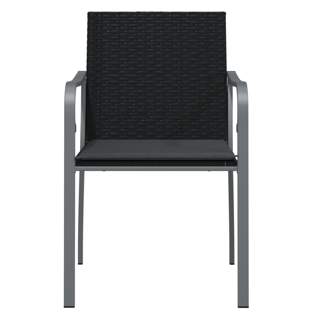 Vrtne stolice s jastucima 4 kom crne 56x59x84 cm od poliratana