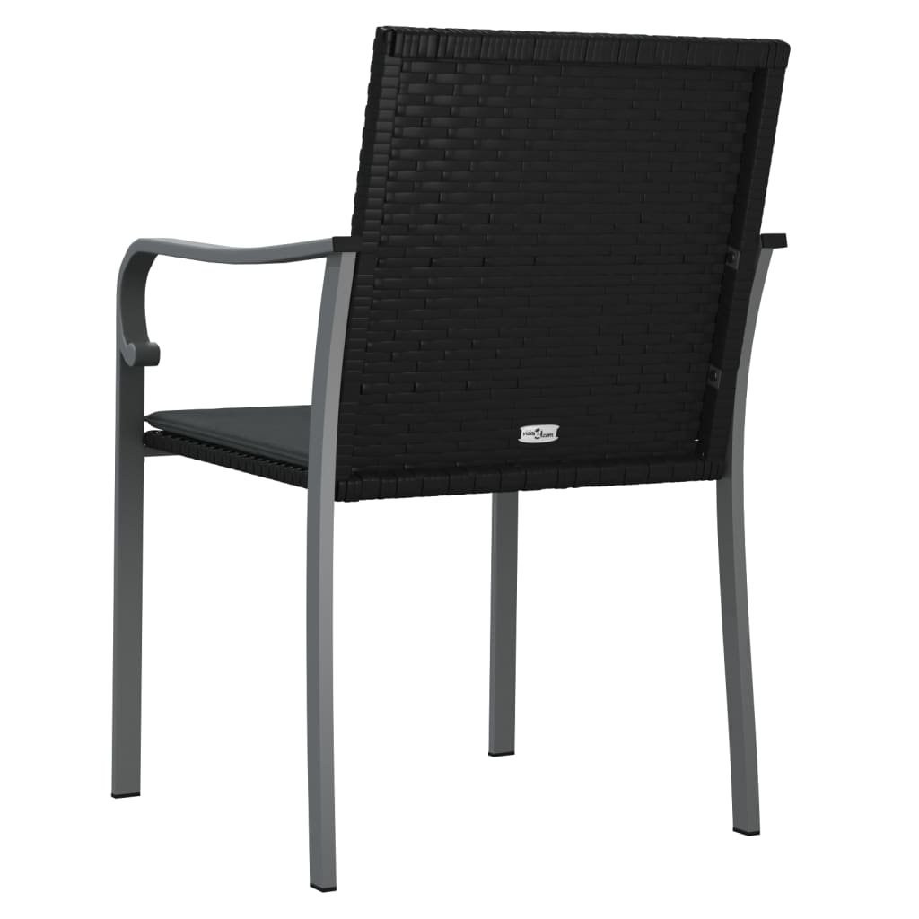 Vrtne stolice s jastucima 4 kom crne 56x59x84 cm od poliratana