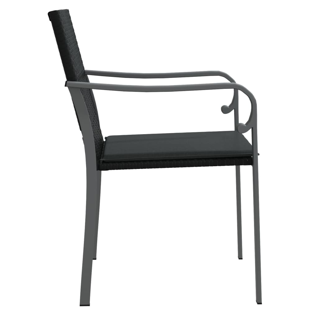 Vrtne stolice s jastucima 6 kom crne 56x59x84 cm od poliratana