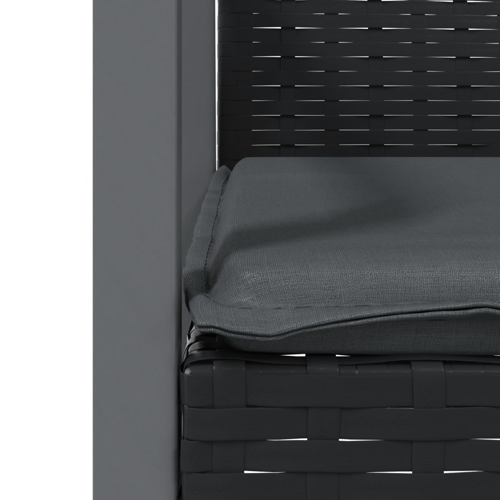 Vrtne stolice s jastucima 4 kom crne 56,5x57x83 cm poliratan